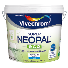 Vivechrom Super Neopal Eco Οικολογικό Πλαστικό Χρώμα Κορυφαίας Ποιότητας Λευκό 10lt 